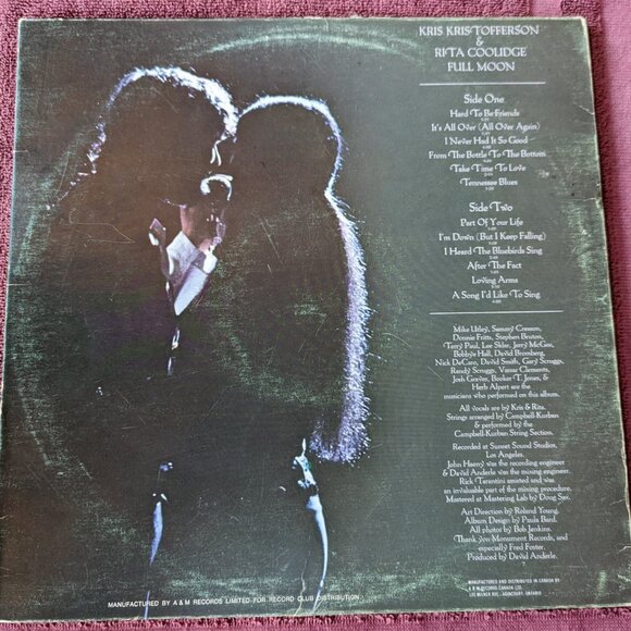 FURTHER REDUCED Vintage Vinyl LP –Kris Kristofferson & Rita Coolidge- Full Moon - Picture 2 of 8